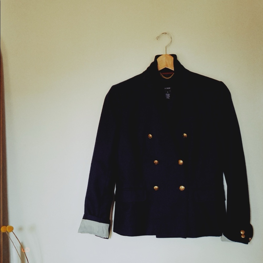J. Crew Double Breasted Navy Gold Blazer 6